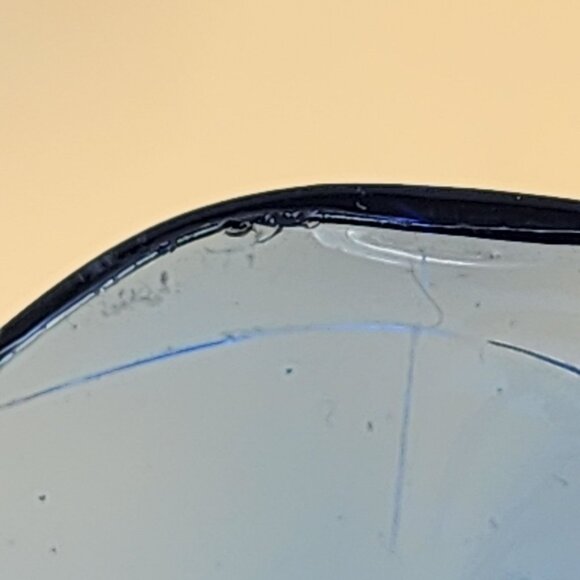 Vintage Cobalt Blue Glass Creamer & Sugar Set With Chevron Pattern - Picture 8 of 12